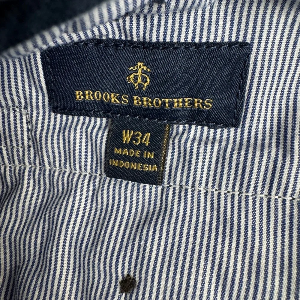 Brooks Brothers Chino Shorts Mens W34 Navy Blue Cotton Blend Casual Flat Front